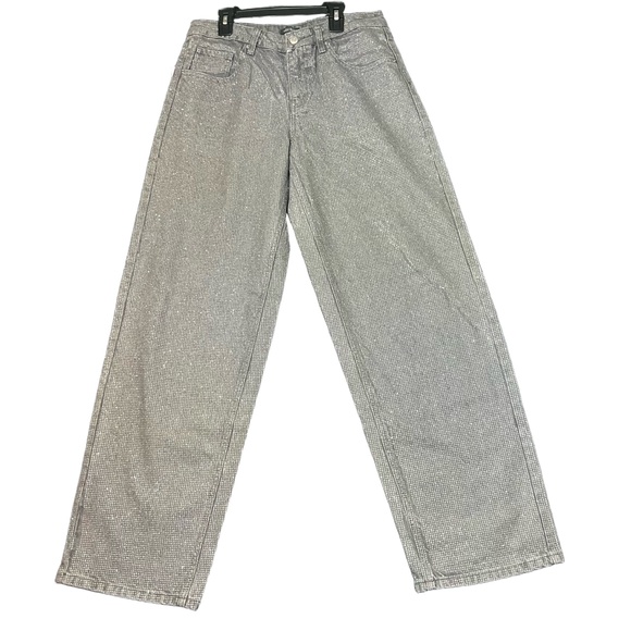Wild Fable Sparkle Jeans Womens 6 Grey Midrise‎ 90s Relaxed Straight EasyRigid - Picture 1 of 16